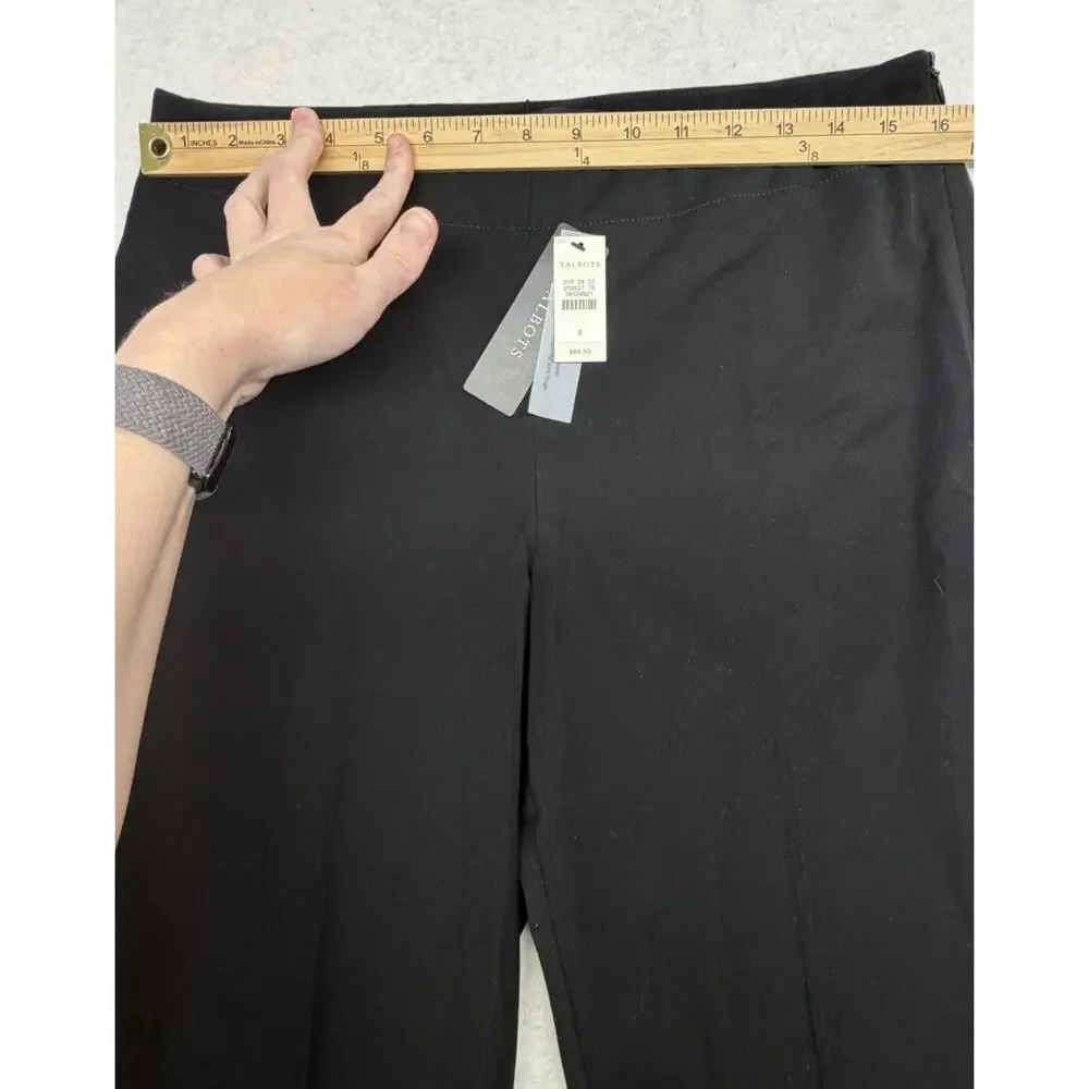 Talbots Pants Womens 8 Black Heritage Straight Leg Dress Career Office Work NWT